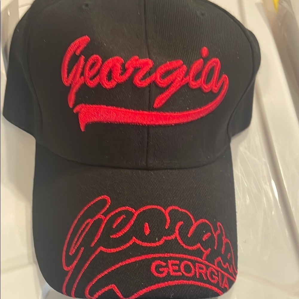 Georgia Black Cap with Red Embroidery